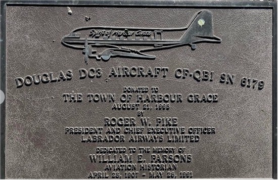 tmb 550 dc3 at harbour grace plaque